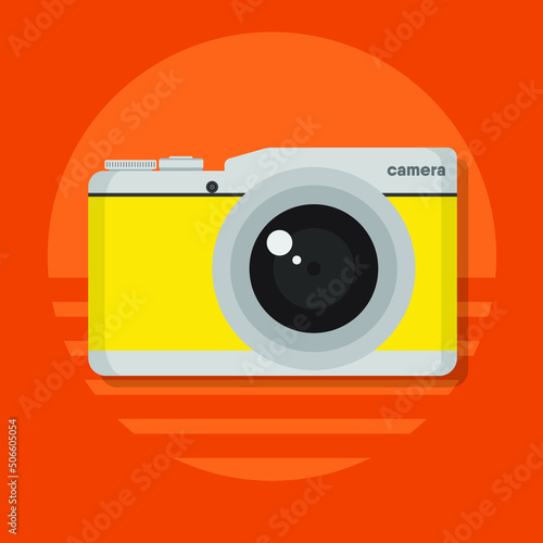 vector flat design retro camera icon illustration