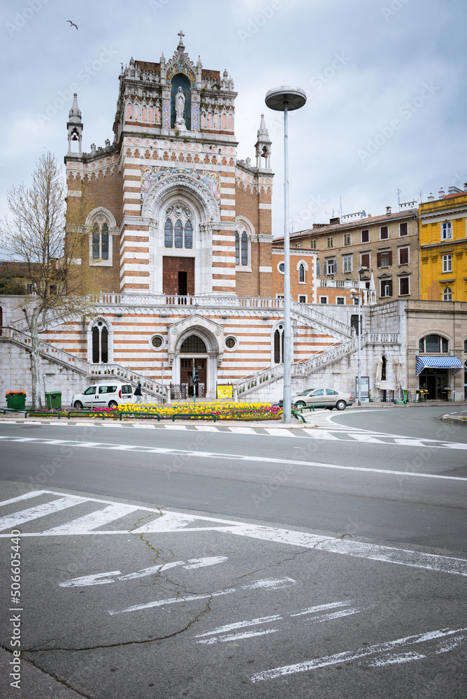  Front of the Capuchin Church of Our Lady of Lourdes in Rijeka Croatia