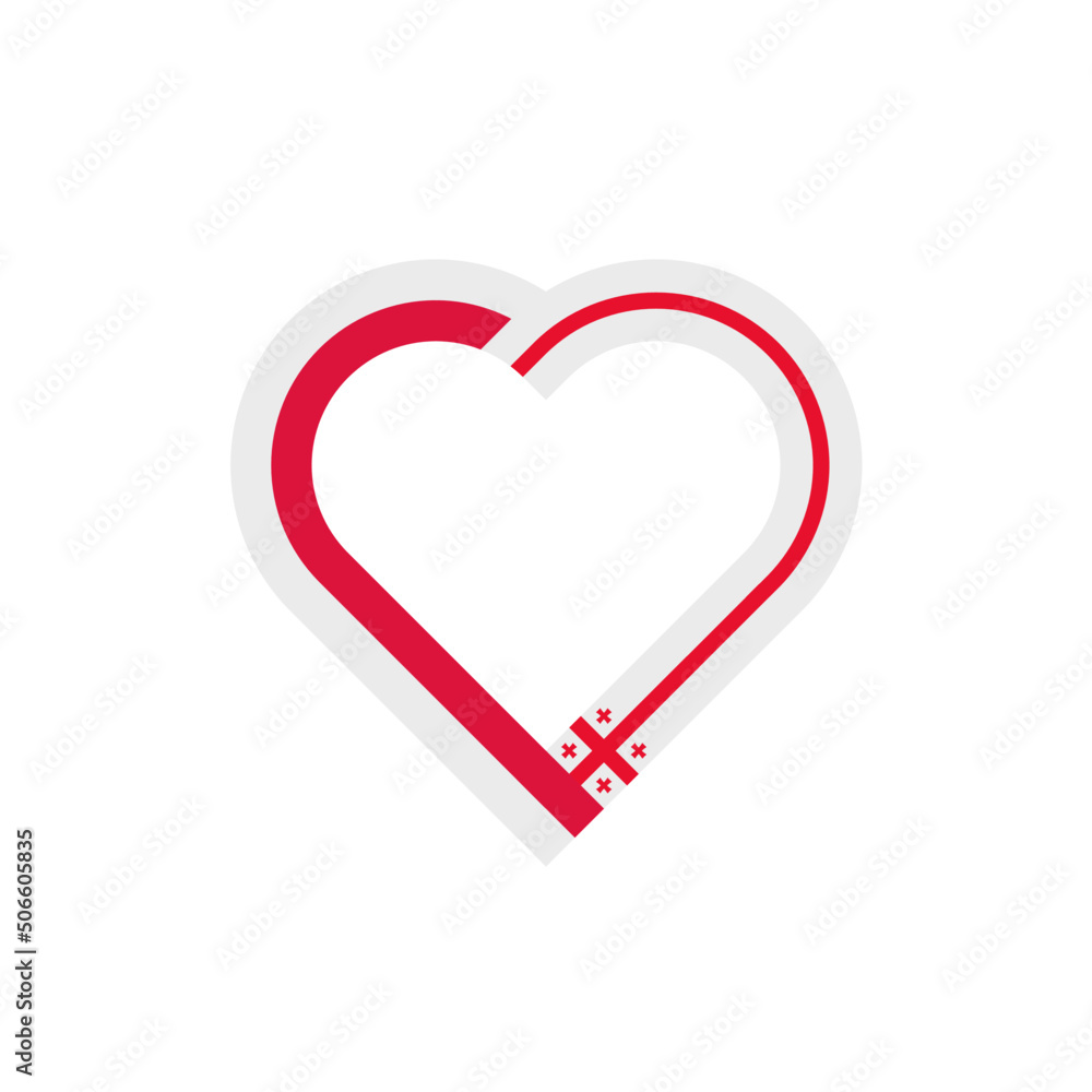 unity concept. heart ribbon icon of poland and georgia flags. vector illustration isolated on white background unity concept. heart ribbon icon of poland and georgia flags. vector illustration isolated on white background