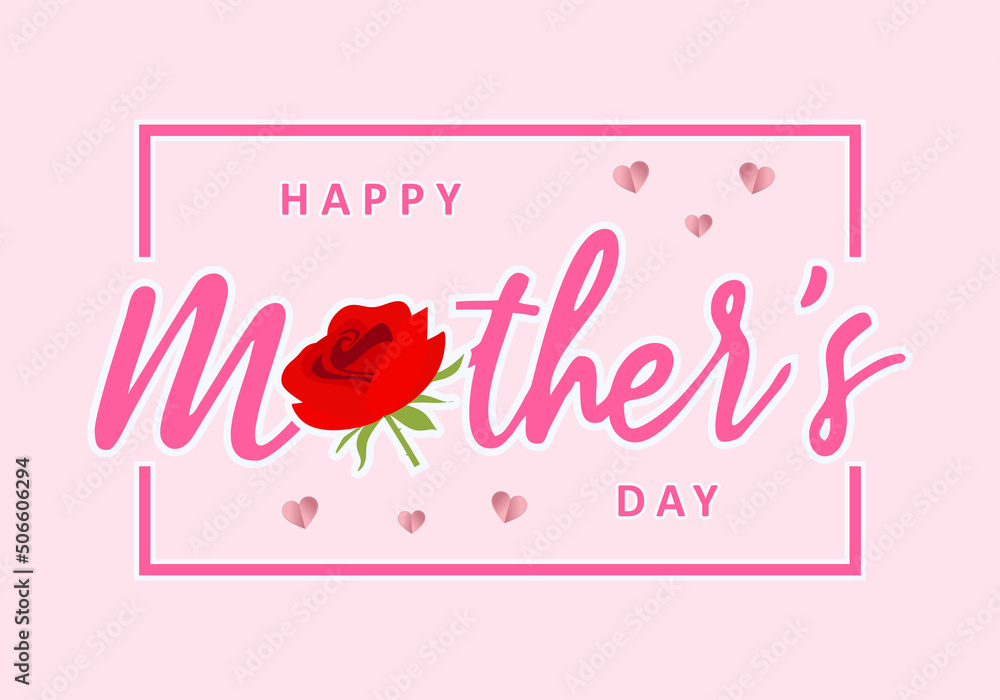 Happy mother day background with rose and pink color.