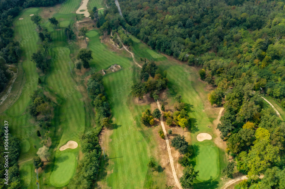 Stunning aerial view of golf fields Stunning aerial view of golf fields