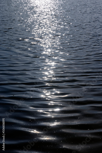 glare from sunlight on the surface of the lake water