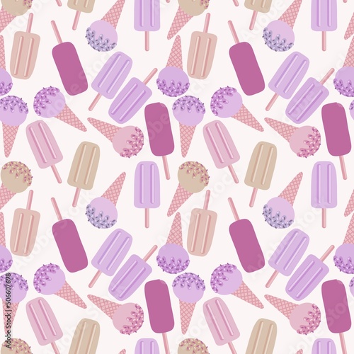 Summer seamless cartoon ice cream pattern textiles and packaging and gifts and linens and kids and wrapping paper