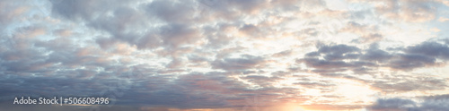 Sunset sky with clouds panoramic background
