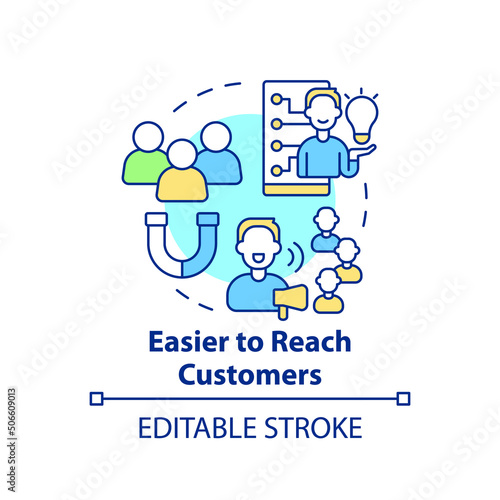 Easier to reach customers concept icon. Why digital first mindset is essential abstract idea thin line illustration. Isolated outline drawing. Editable stroke. Arial, Myriad Pro-Bold fonts used