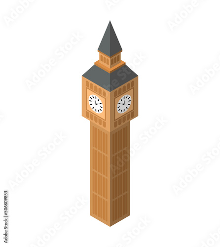 Big Ben Elizabeth Tower UK landmark. Vector illustration