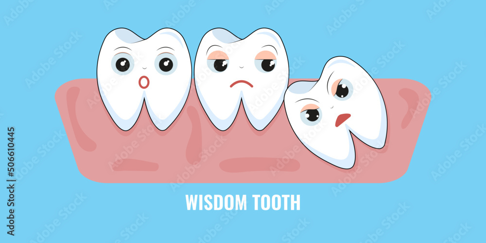 Wisdom tooth icon. Vector illustration. Dental care concept. Angry, surprised and annoyed kawai emoji Wisdom tooth icon. Vector illustration. Dental care concept. Angry, surprised and annoyed kawai emoji