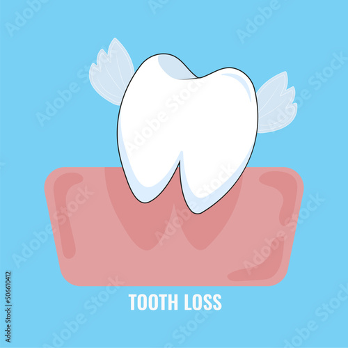 White  tooth loss icon.  Vector illustration. Dental care concept. 
