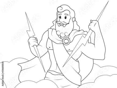 Quadro su tela God, Zeus in the sky with lightning in his hand