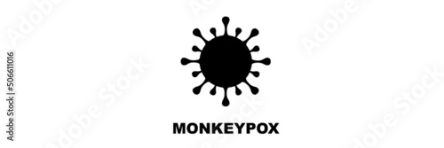 MPOX. Monkeypox. MONKEYPOX VIRUS. Increase in Barcelona. Spain. Virus design with text. Horizontal illustration. Space for text. Smallpox.