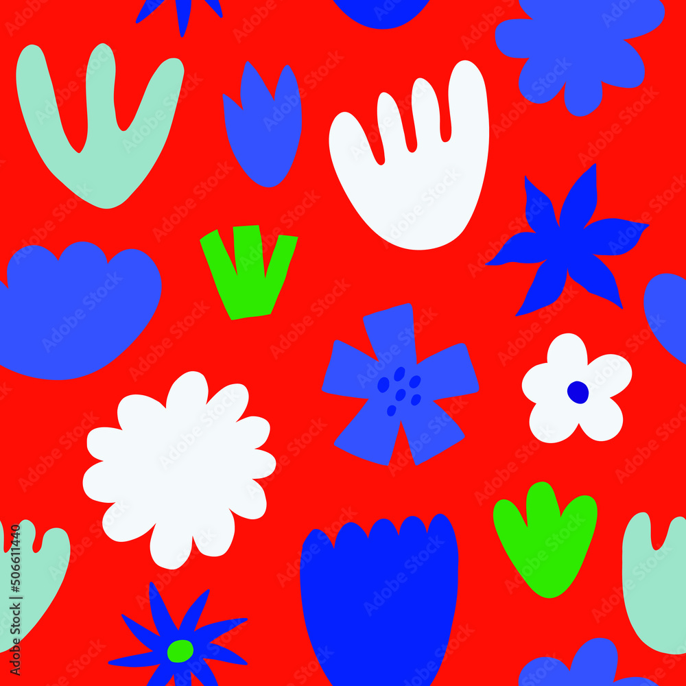 Fototapeta premium Seamless pattern with abstract pieces. Spring mood. Vector Hand drawn background for design and card, covers, package, wrapping paper.