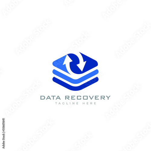 data recovery logo design template, data networking server recovery logo