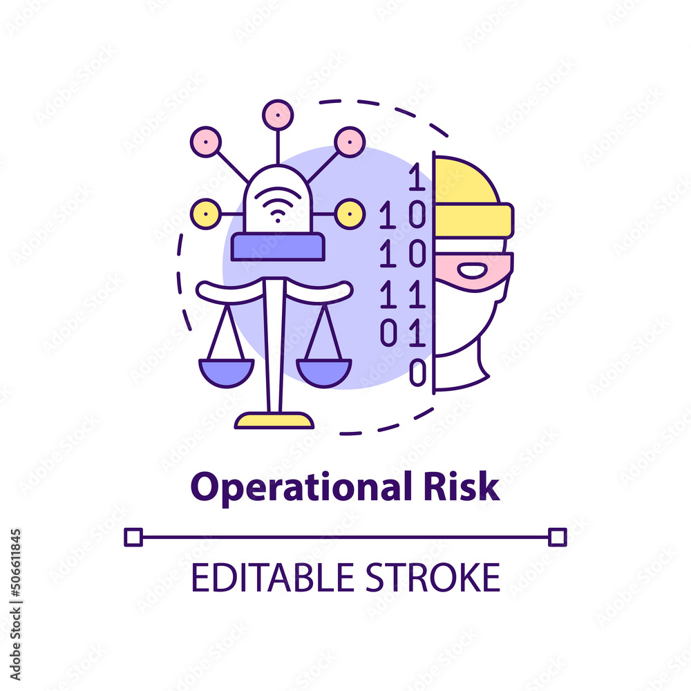Operational risk concept icon. Risk category abstract idea thin line illustration. Vulnerabilities in business activities. Isolated outline drawing. Editable stroke. Arial, Myriad Pro-Bold fonts used