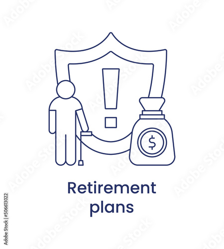 Retirement plans icon, ESG social concept. Vector illustration isolated on a white background.