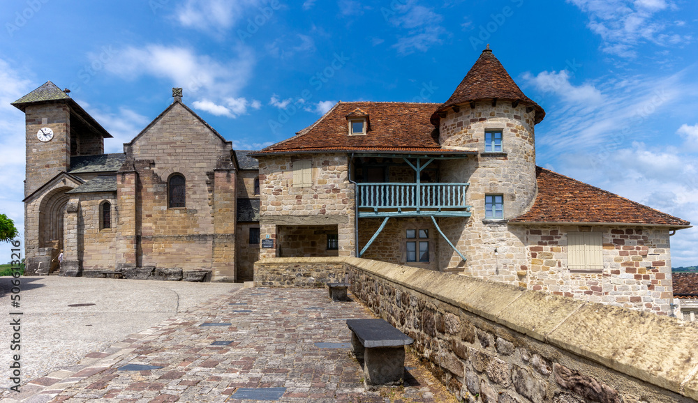 historic houses in the village center of Curemonte in the Perigord region of France