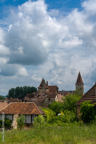 vertical view of the picturesque historic village of Carennac in the Dordogne Valley