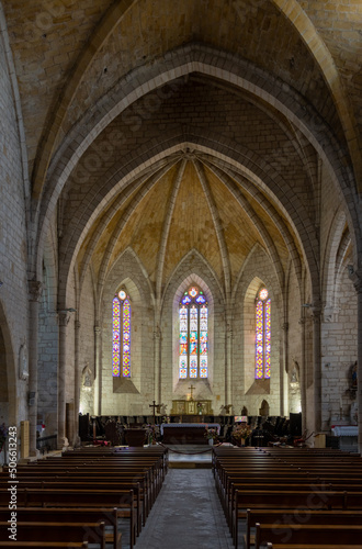 interior view of the Saint Dominique Church in Monpazier