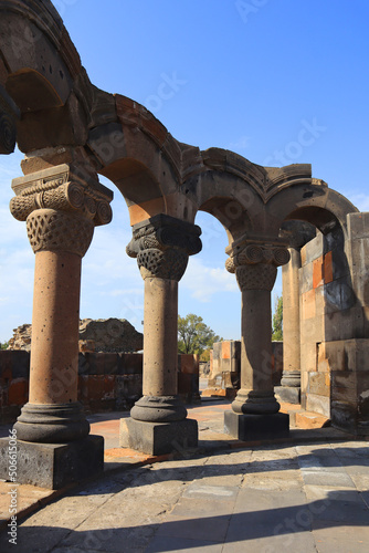 Ruins of Zvartnos temple in Armenia