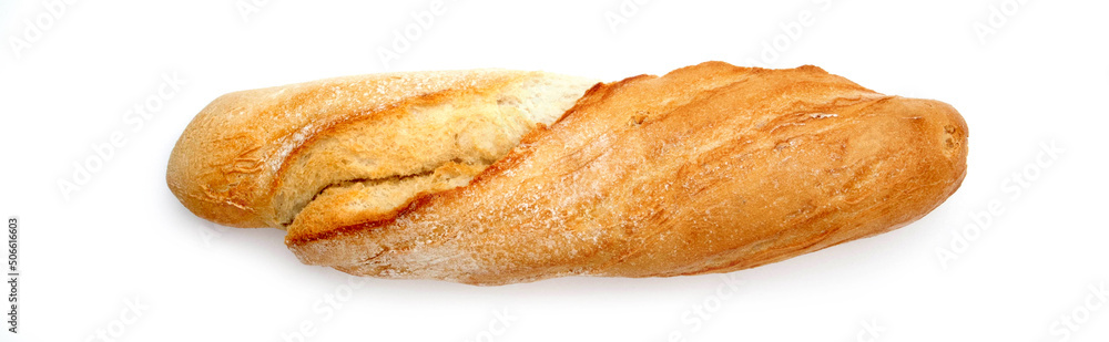 Baguette bread isolated on white background