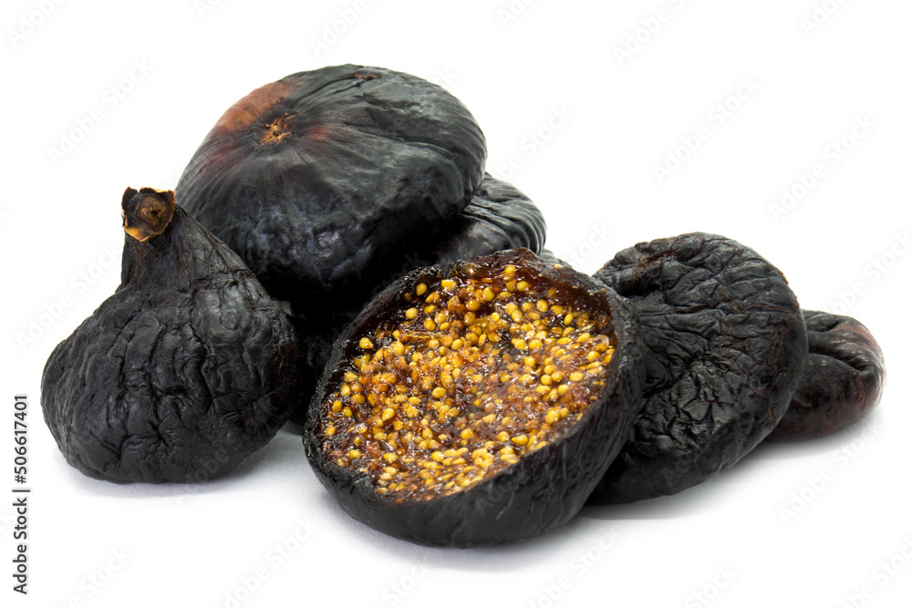 Dried black figs fruit isolated on white background Dried black figs fruit isolated on white background
