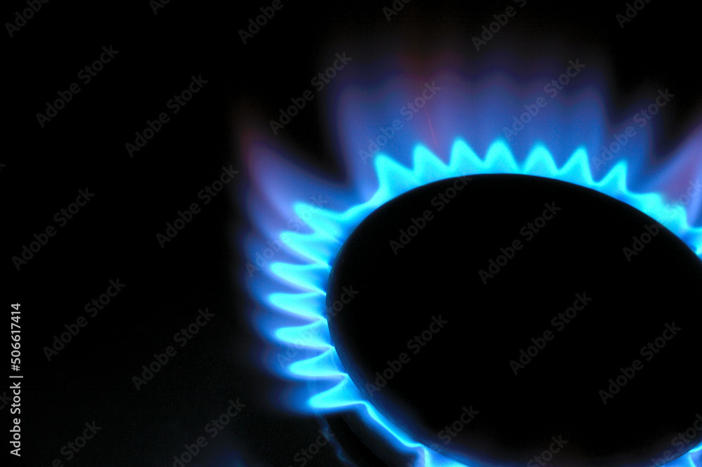 gas burner with burning gas. dark background gas burner with burning gas. dark background