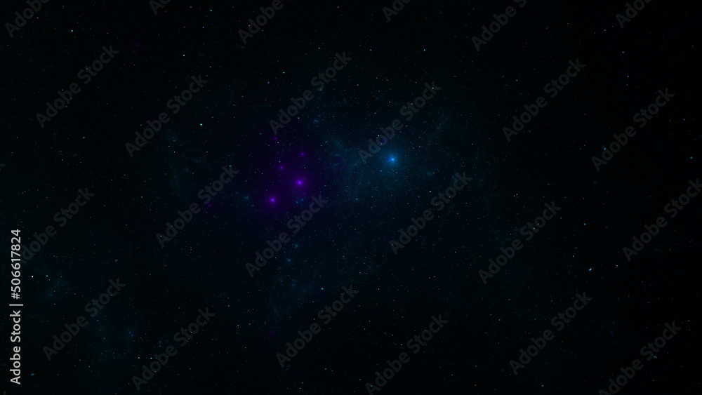 Fototapeta premium Cosmic background of stars and galaxies. A dark infinite universe with shining stars and constellations. Stellar space. Stardust nebulae. 3d render