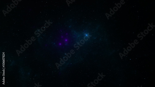 Cosmic background of stars and galaxies. A dark infinite universe with shining stars and constellations. Stellar space. Stardust nebulae. 3d render