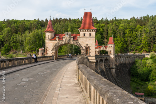 Pseudo gothic fairy tale dam Les Kralovstvi in Czechia