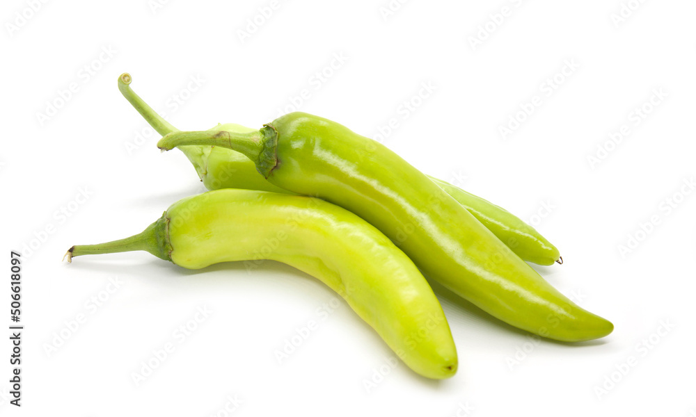 Green spicy chili pepper in a white background Green spicy chili pepper in a white background