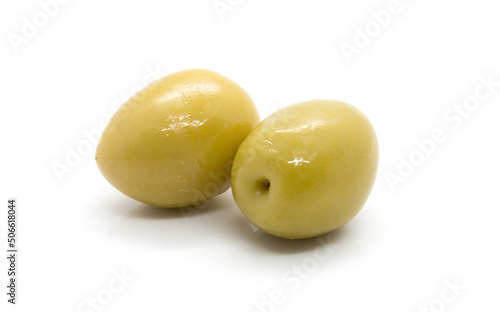 Green olive on white background