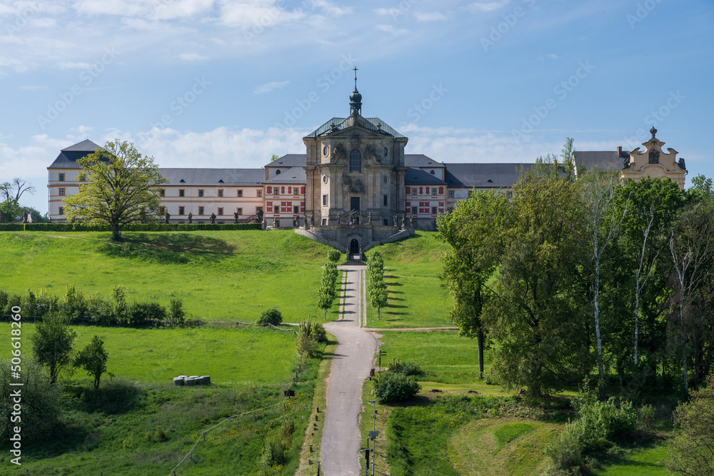 Baroque building of Kuks Hospital on sunny summer day, former spa and chateau