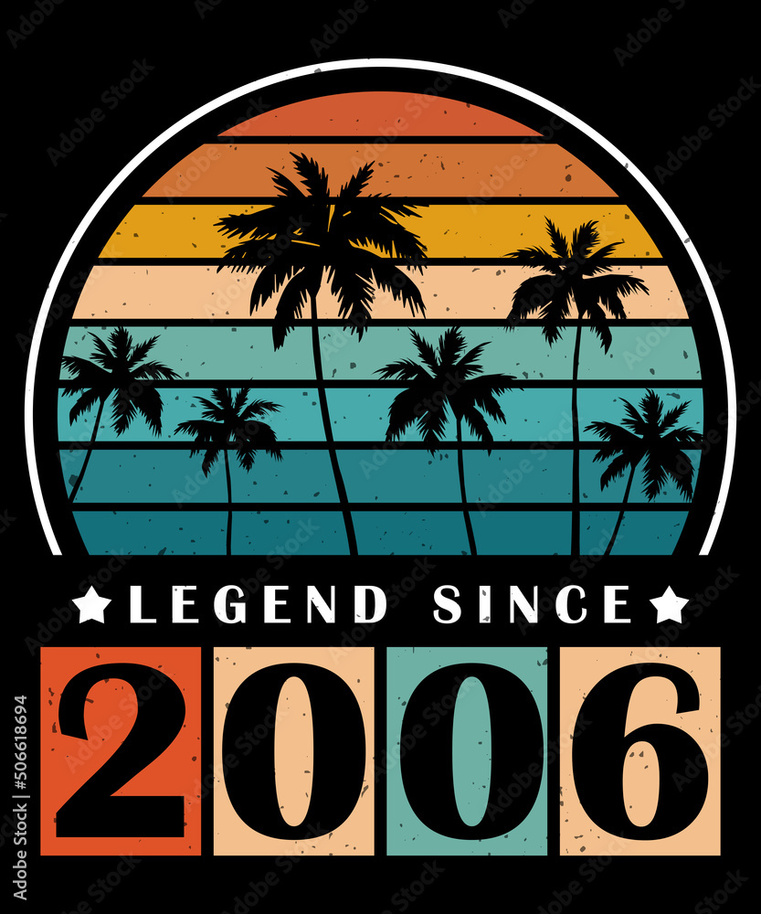 Obraz premium Awesome Vintage Legend Since 2006 16th Birthday Retro T-Shirt Vintage Sunset Palm Tree T-Shirt