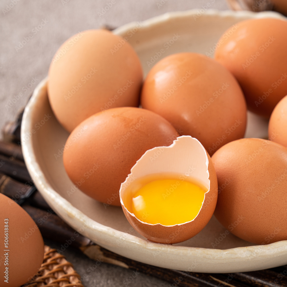 Fresh brown chicken eggs in a plate. Fresh brown chicken eggs in a plate.
