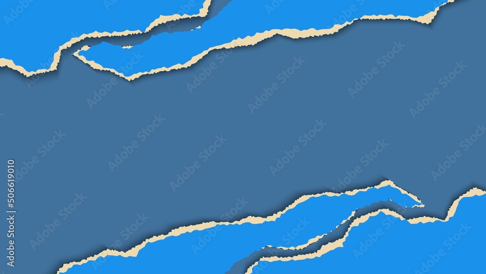 Abstract Blue Broken Paper Torn Frame Design