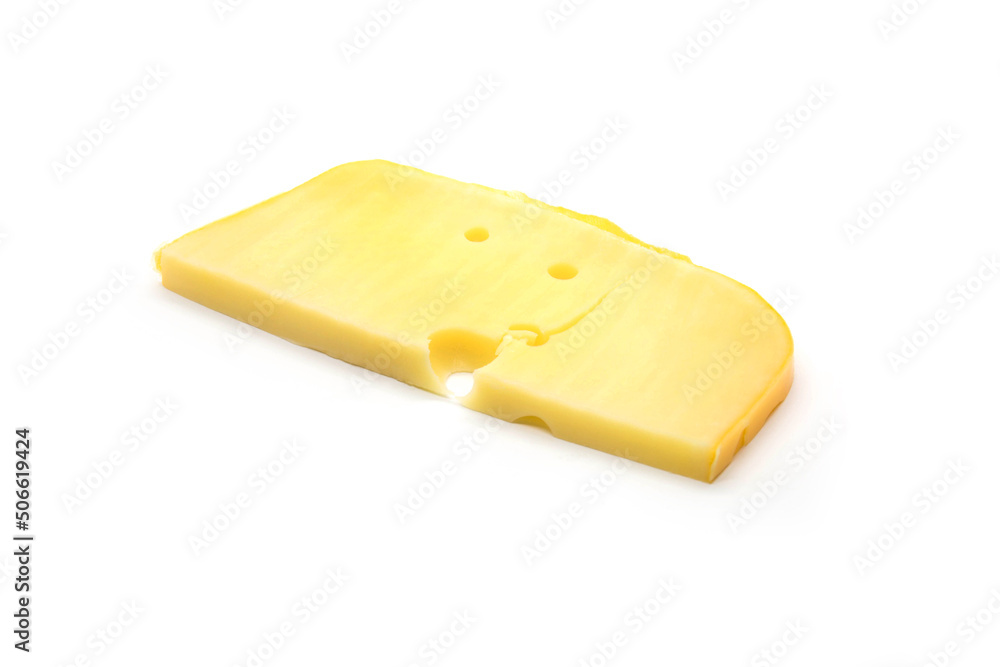 slice of swiss cheese isolated on white background