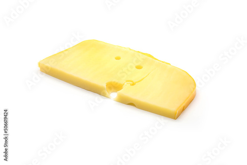 slice of swiss cheese isolated on white background
