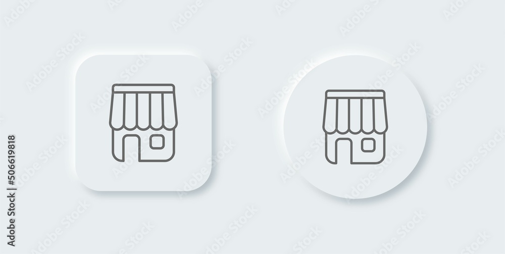 Store icon in neomorphic style vector illustration. 3d shop icon. Store icon in neomorphic style vector illustration. 3d shop icon.