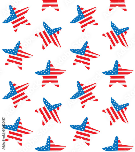 Vector seamless pattern of hand drawn sketch doodle American USA flag stars isolated on white background