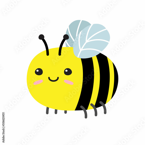 Vector hand drawn flat bumblebee bee isolated on white background