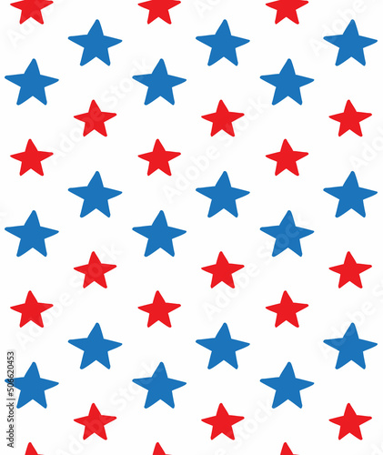 Vector seamless pattern of hand drawn sketch doodle American USA flag stars isolated on white background