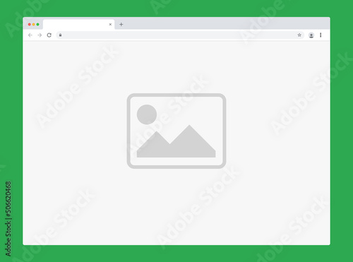 Flat style browser window on green background. Browser search. Flat vector stock illustration.