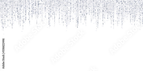 Wide silver glitter garland hanging decoration on white background. Vector
