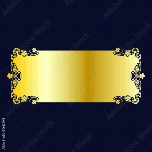 label banner slab luxury royal golden ornamental floral decorative border frame