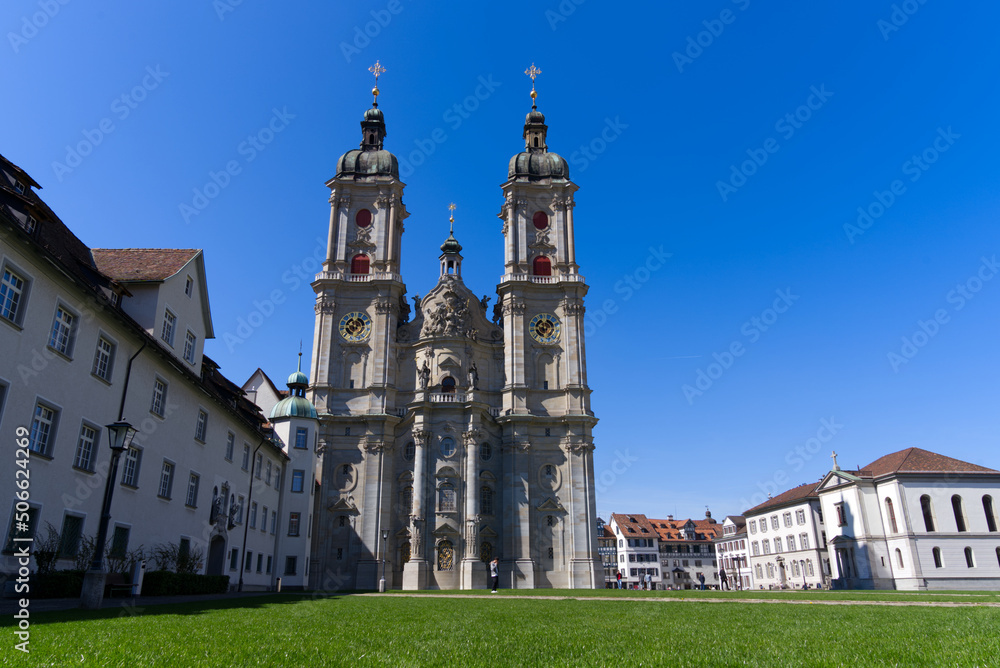 The Cathedral of St.Gallen is the parish church for the Cathedral Parish and the diocesan church for the Diocese of St.Gallen founded in 1847. Photo taken April 19th, 2022, St. Gallen, Switzerland.