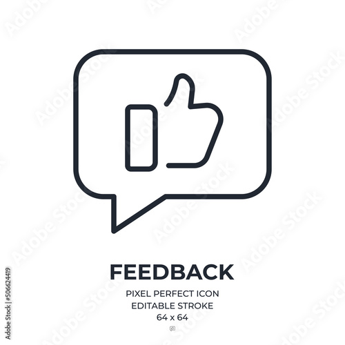 Feedback concept editable stroke outline icon isolated on white background flat vector illustration. Pixel perfect. 64 x 64.