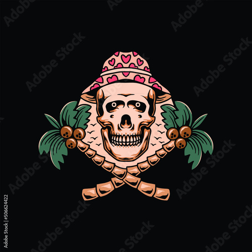summer skull illustration vector design