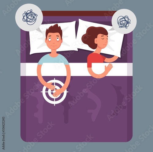 Man woman couple sexual problem flat vector