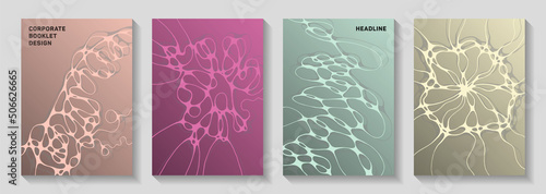 Premium club party flyers. Intersecting curve lines tissue backdrops. Minimal notebook vector templates. Disco party posters and banners fluid wavy graphic design.
