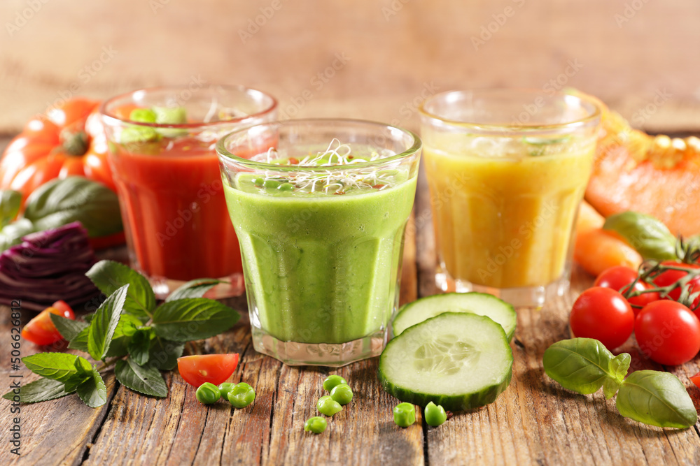 assorted of vegetable smoothie or gazpacho assorted of vegetable smoothie or gazpacho