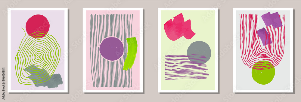 Painted original postcards vector collection.
